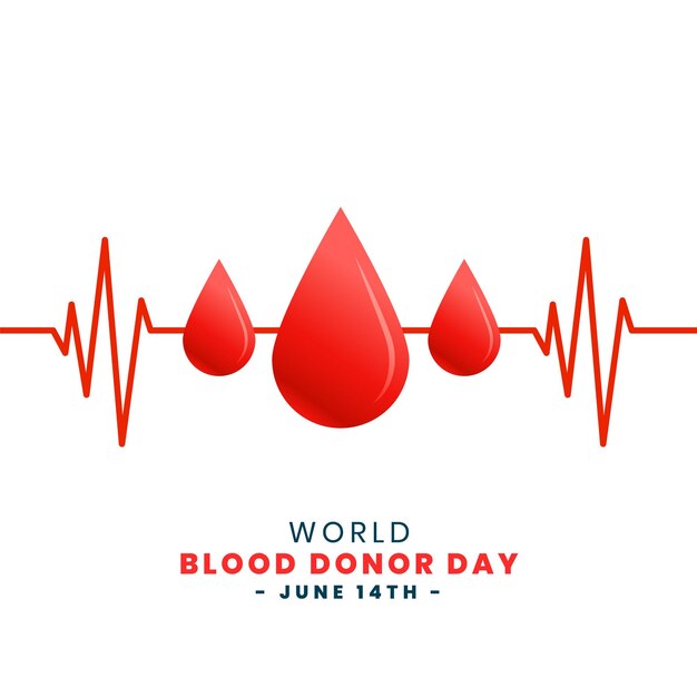 International world blood donor day concept with drop of blood and heartbeat line