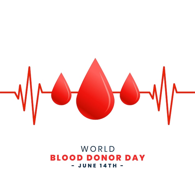 International world blood donor day concept with drop of blood and heartbeat line