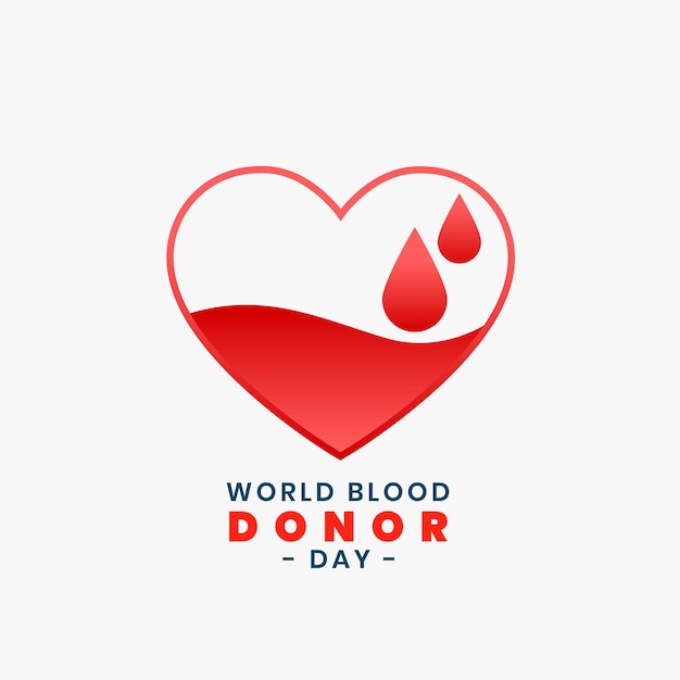 International world blood donor day heart and blood drop background