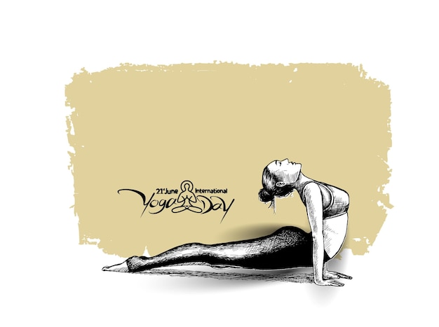 Free Vector international yoga day 21 june young woman meditates abstract post ad banner vector illustration