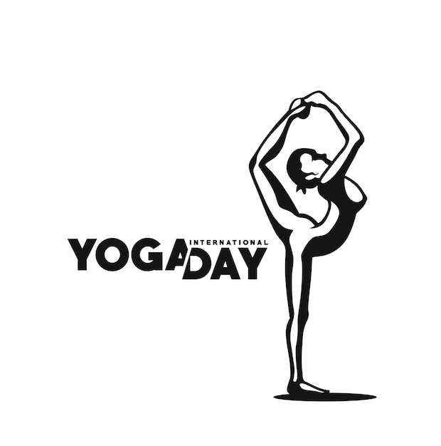 Vettore gratuito giornata internazionale dello yoga 21 giugno la giovane donna medita l'illustrazione astratta di vettore dell'insegna dell'annuncio pubblicitario
