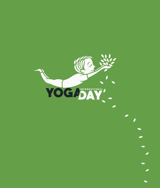 International yoga day 21st june Boy practicing yoga pose vector illustration