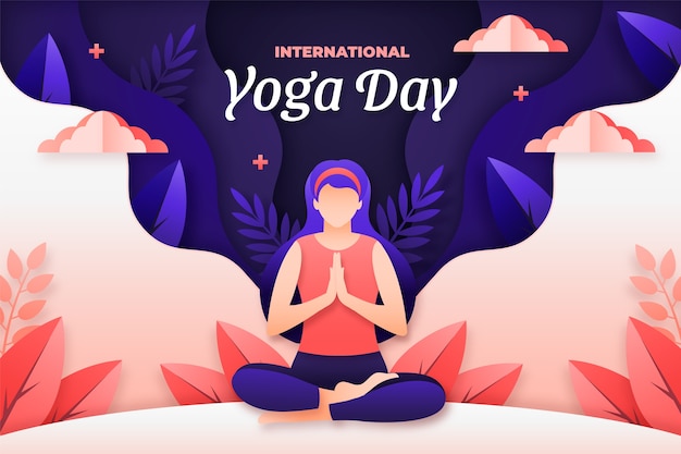 Sfondo della giornata internazionale dello yoga in stile carta
