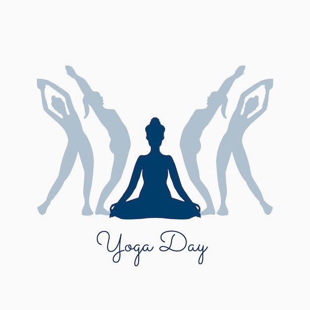 Free vector international yoga day background with different poses