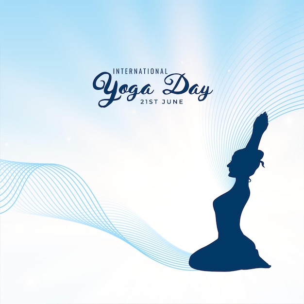 International yoga day background with girl in asana pose