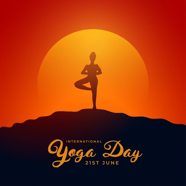 International yoga day background with lady doing excercise