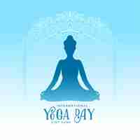 Free vector international yoga day blue poster design