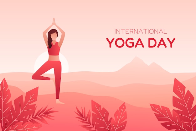 Vettore gratuito sfondo sfumato della giornata internazionale dello yoga