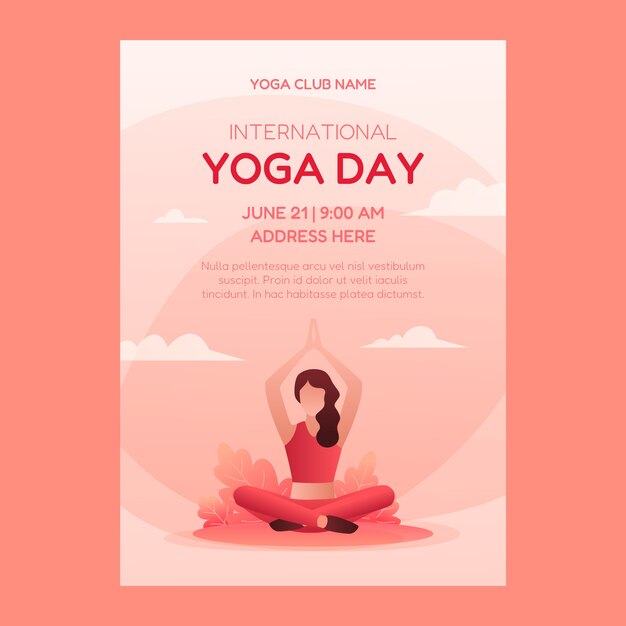 International yoga day gradient poster or flyer