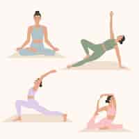 Бесплатное векторное изображение Международный день йоги рисованной коллекции плоских поз йоги