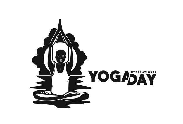 International Yoga Day Man Silhouette Vector illustration