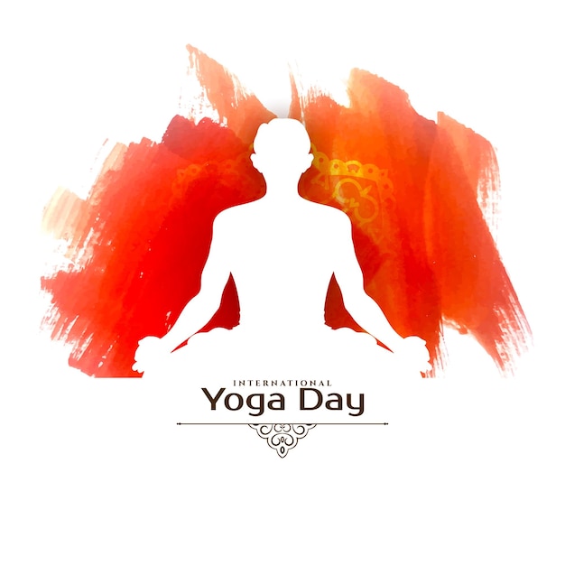International Yoga day red watercolor background design