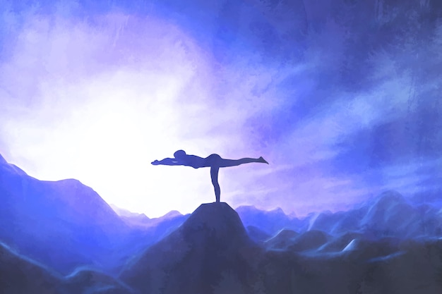Free vector international yoga day watercolor background