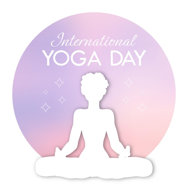 Free Vector international yoga day with female in yoga pose