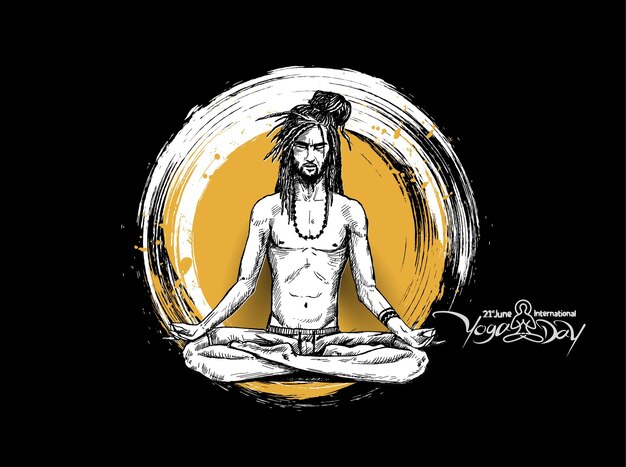 Международный день йоги Йога Гуру Баба в поисках векторной иллюстрации внутреннего мира