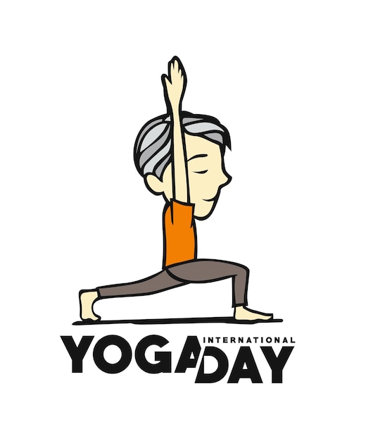 International Yoga Day Young Man Meditates Character Vector illustration