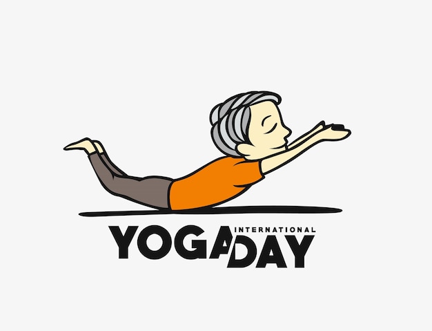 Международный день йоги Молодой человек медитирует на векторной иллюстрации персонажей