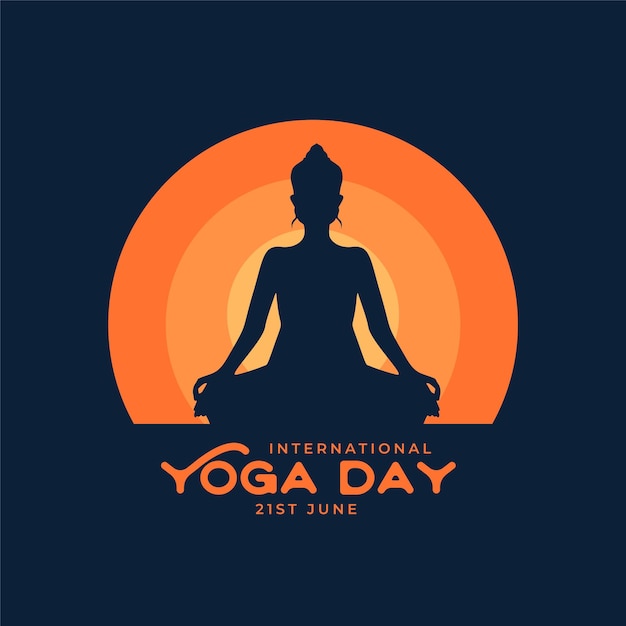 International yoga flat colors background