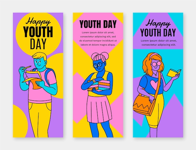 Set di striscioni per la giornata internazionale della gioventù