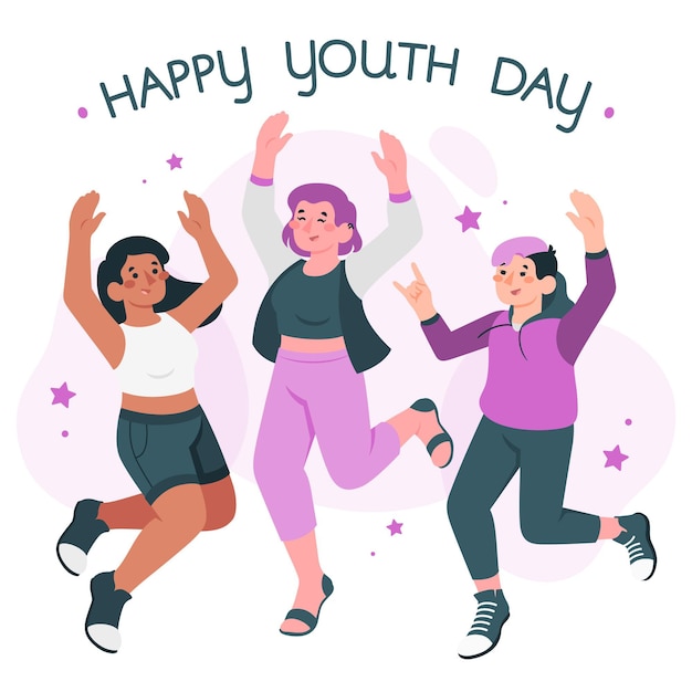 International youth day concept illustration