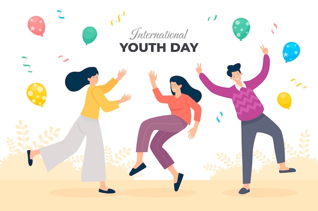 Free vector international youth day hand drawn flat background