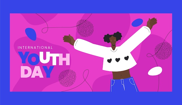 Free vector international youth day hand drawn flat banner