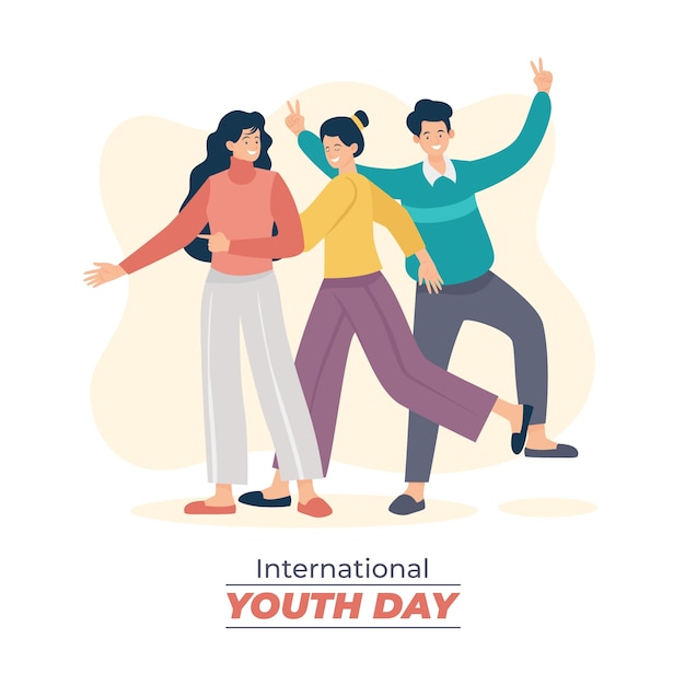 International youth day hand drawn flat illustration