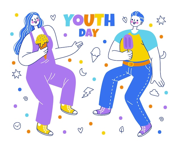 무료 벡터 국제 청소년의 날 삽화