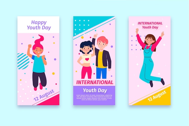 Free vector international youth day stories collection