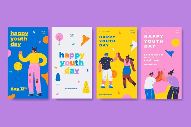 Premium Vector Youth Day With Jumping People