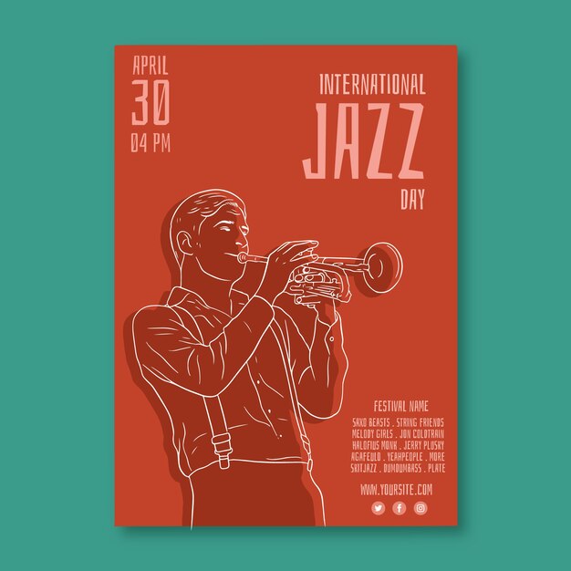 Internationl jazz day flyer template concept