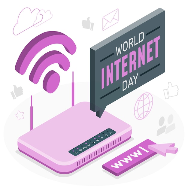 無料ベクター インターネットの日の概念図