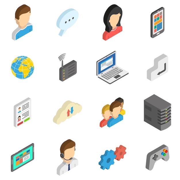 Internet isometric icon set