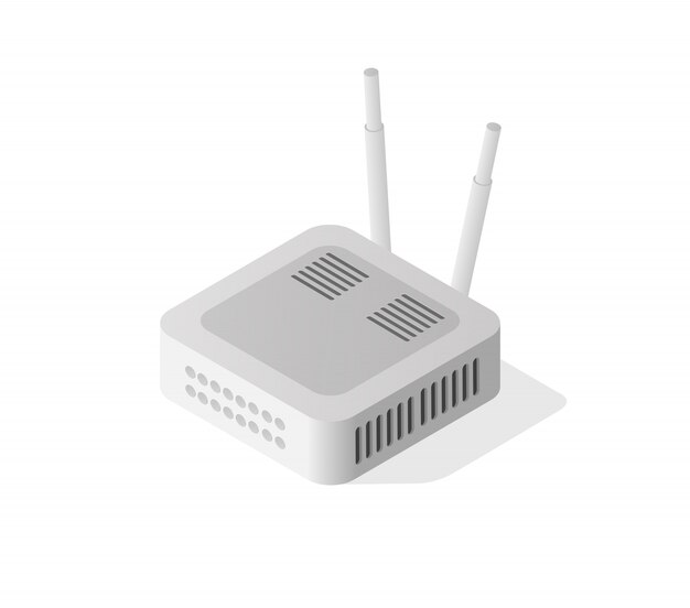 ネットワーク機器のアイコン モデム ルーター ハブ現実的なベクトルイラスト集 プレミアムベクター