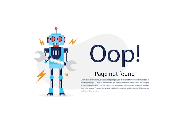 Free vector internet network warning 404 error page or file not found for web page