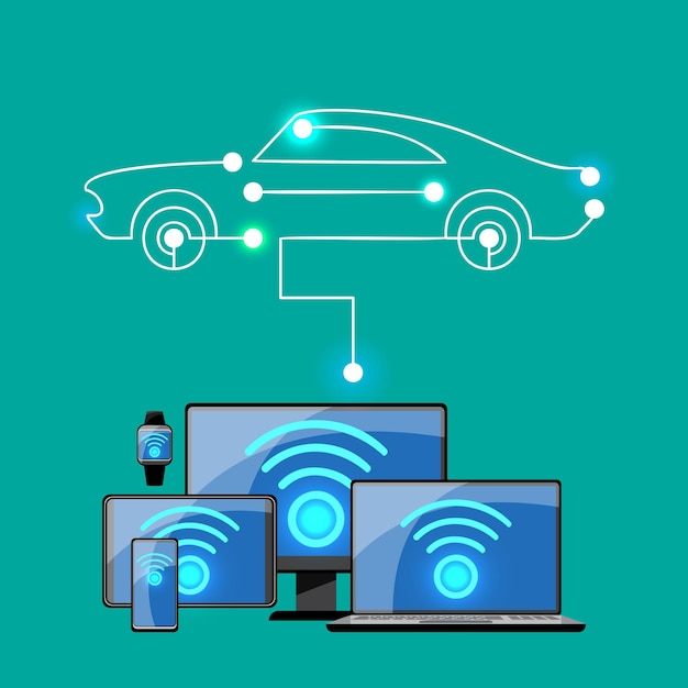 무료 벡터 사물 인터넷 iot 스마트 연결 및 제어 장치 산업의 네트워크와 언제 어디서나 상주하는 인터넷으로 누구나, 어떤 기업이든 인터넷으로 세상의 미래를 위한 it 기술