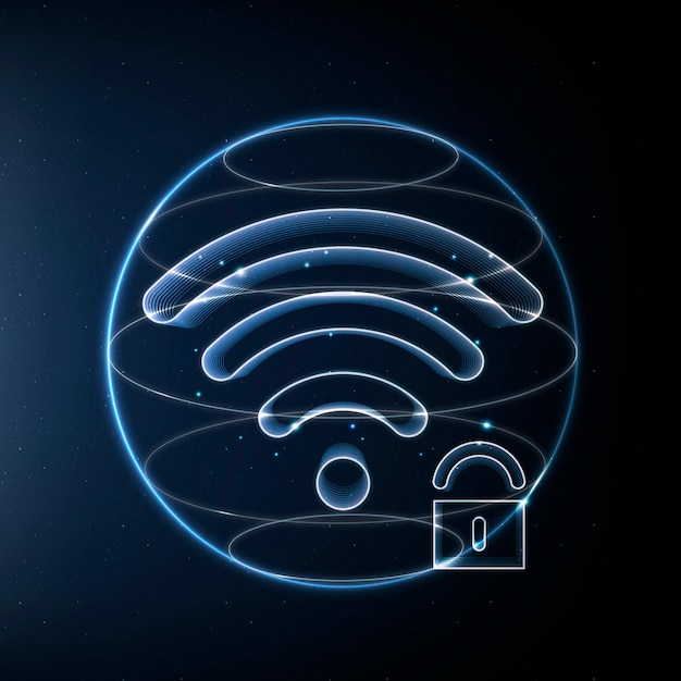 Vettore gratuito icona blu di vettore di tecnologia di comunicazione di sicurezza internet con lucchetto