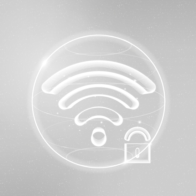 Vettore gratuito icona bianca di vettore di tecnologia di comunicazione di sicurezza internet con lucchetto