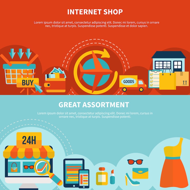 Free Vector internet shopping colorful banners