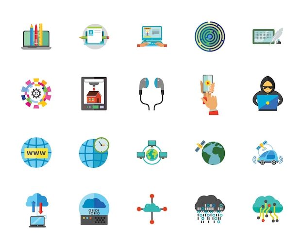 Free vector internet technology icon set