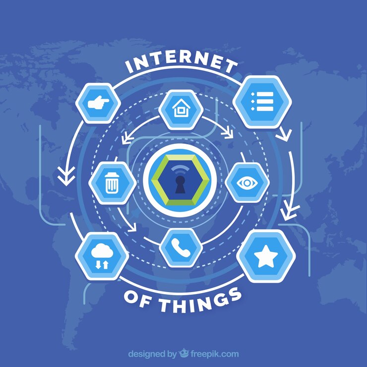 Free Vector internet of things background with hexagons