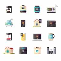 Free vector internet of things iot retro cartoon icons collection
