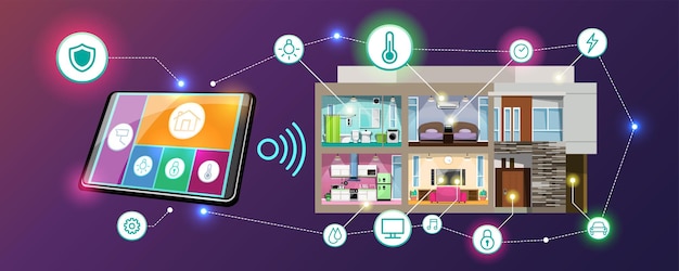 Internet of things IoT smart connection and control device in network of industry and resident anywhere anytime anybody and any business with internet It technology for futuristic of the world