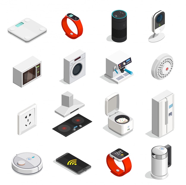 Free vector internet of things isometric icons