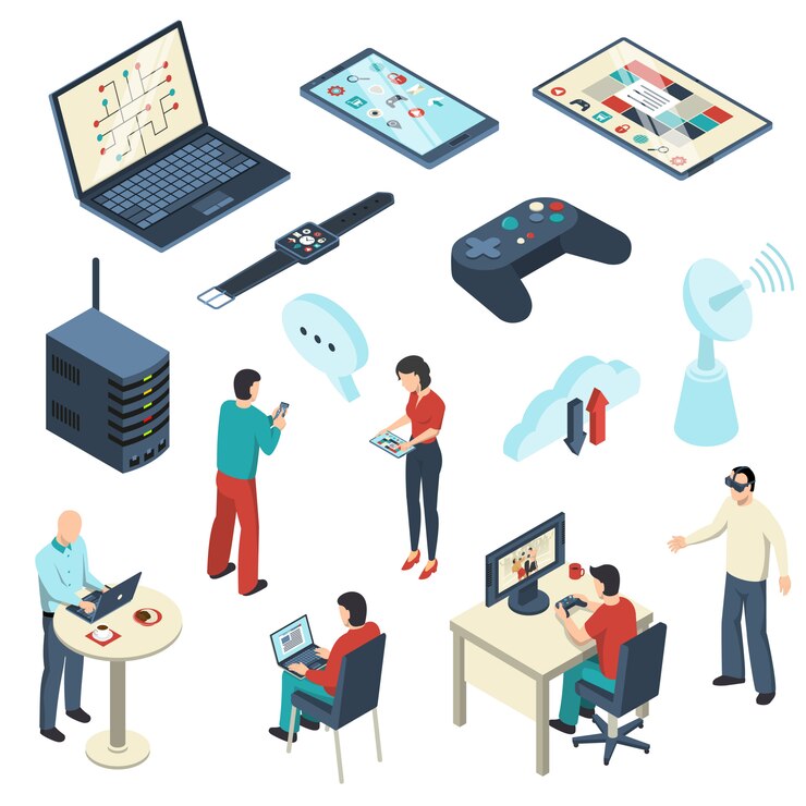 Free Vector internet of things isometric set