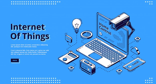 Free vector internet of things isometric web banner, iot.