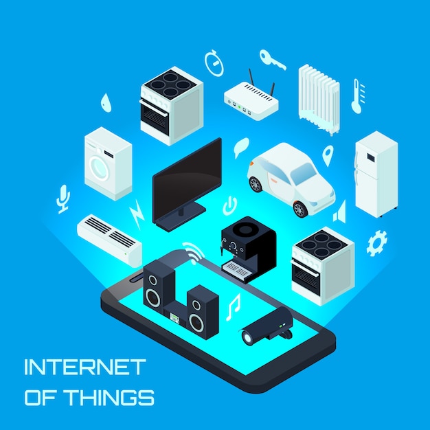 Vettore gratuito internet of things concetto di design urbano