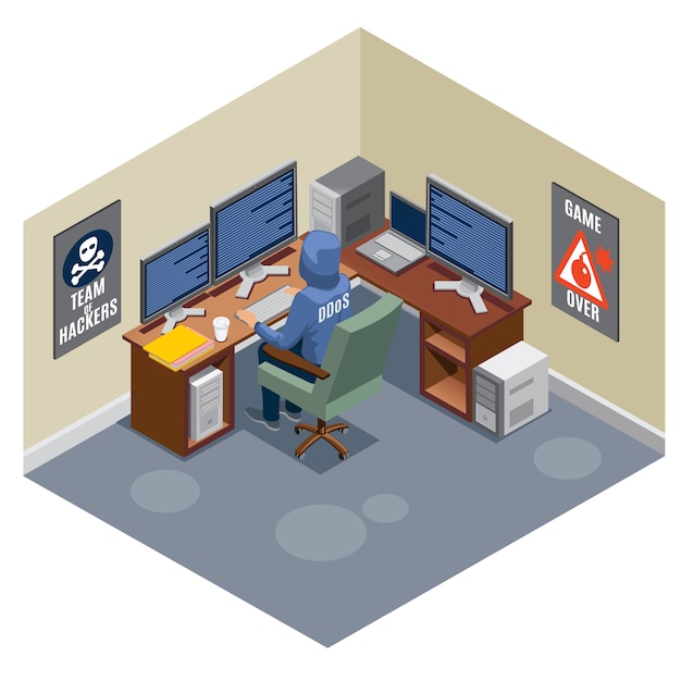 Free vector internet threats isometric composition