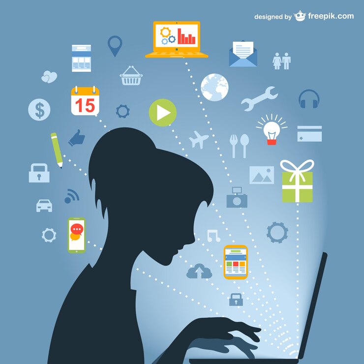 मुफ़्त वेक्टर internet user's silhouette