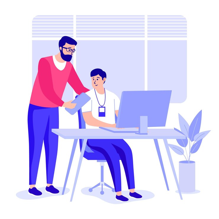 Бесплатный Вектор иллюстрация работы стажировки